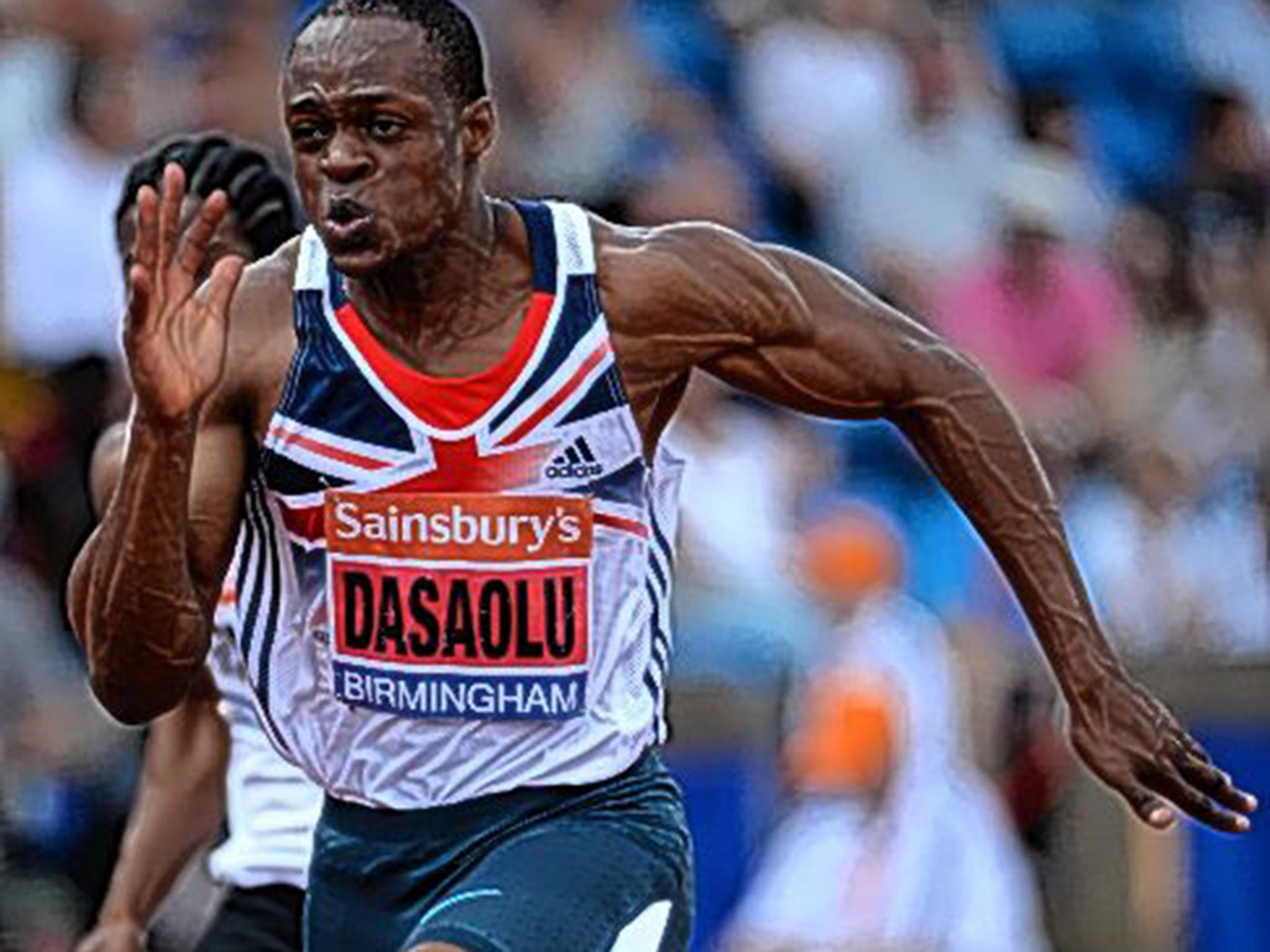 James Dasaolu runs his personal best of 9.91sec in the 100m in Birmingham last summer