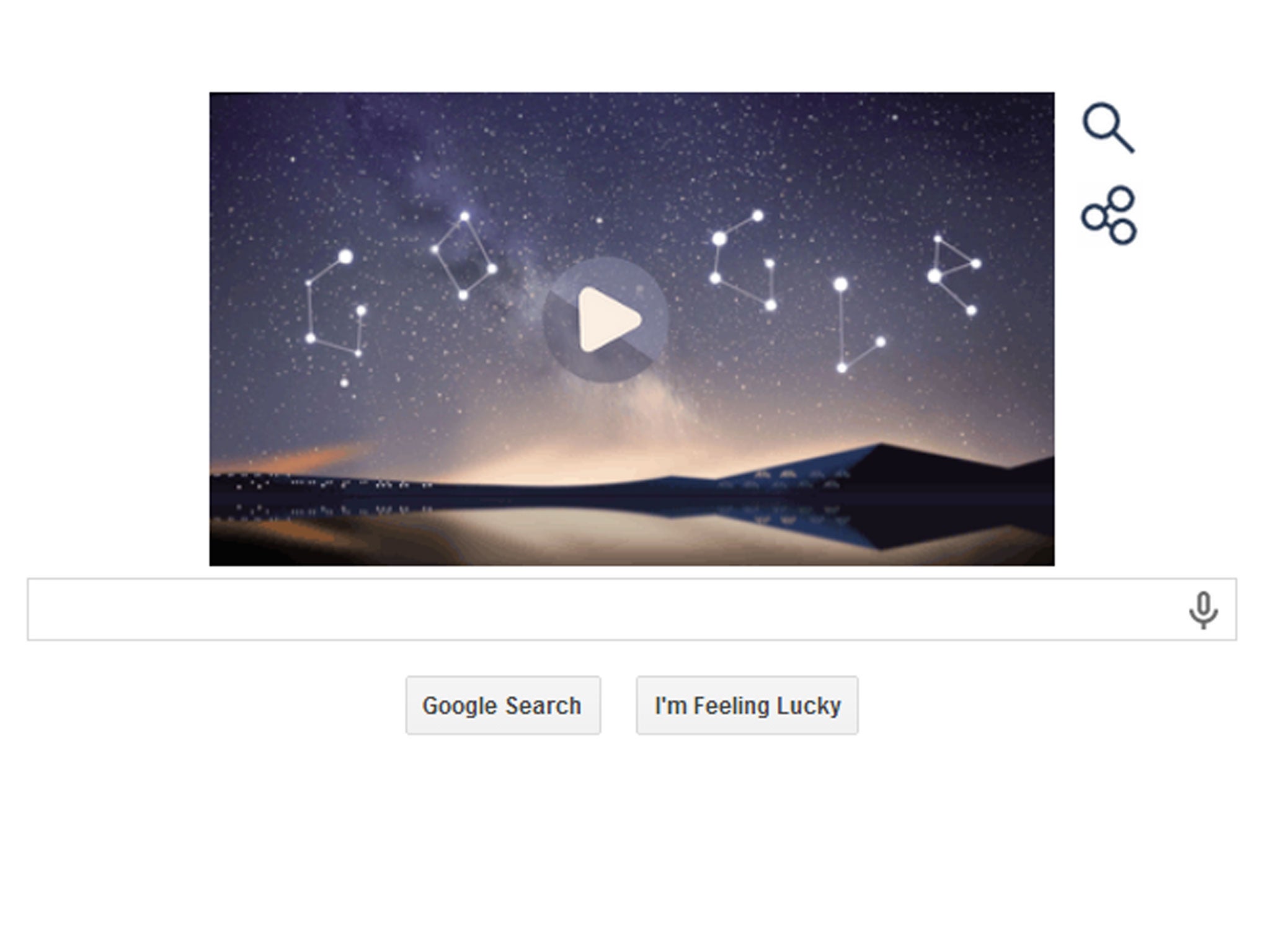 The Google Doodle marking the Perseid Meteor Shower