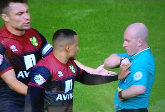 Martin Olsson will be assessed by the FA after he appeared to raise his hand to referee Simon Hooper
