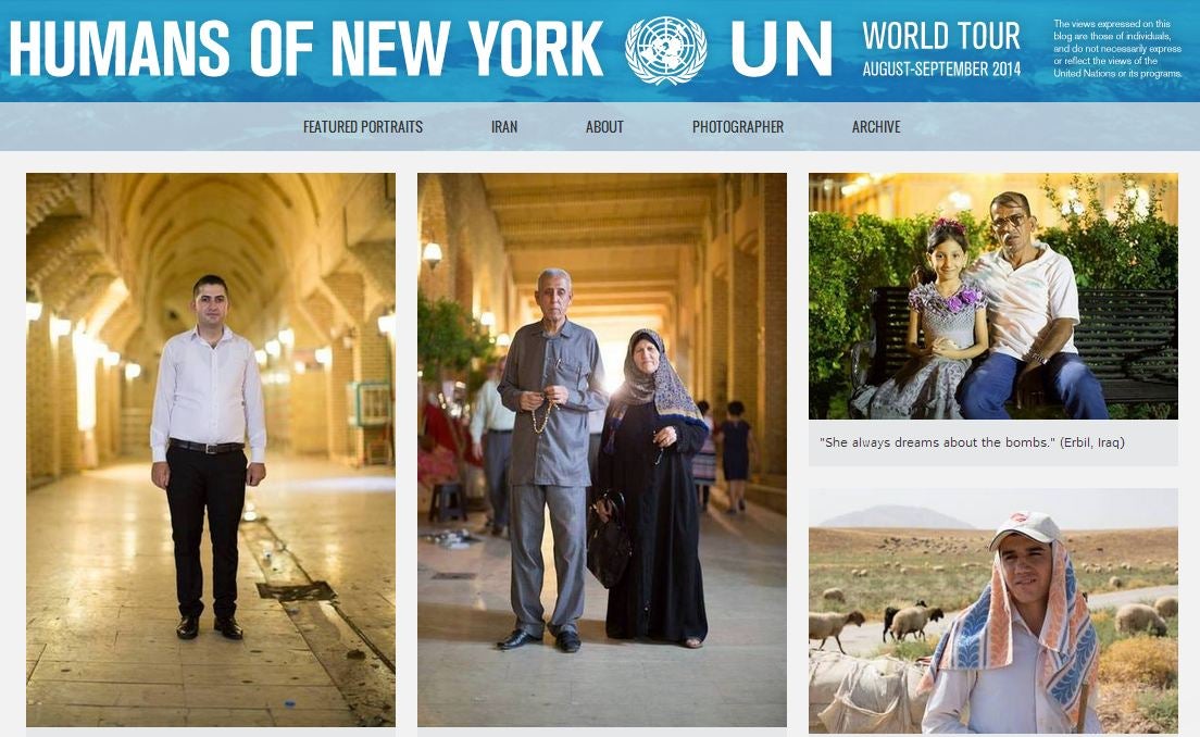 Brandon Standon of the Humans of New York blog has been reporting from Iraq after partnering with the UN