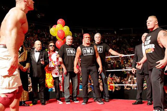 John Cena and Brock Lesnar face off in front of Hulk Hogan's birthday celebrations