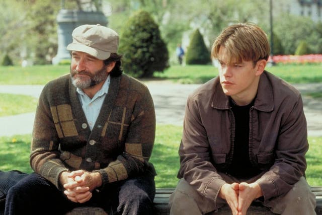 Robin Williams and Matt Damon in the famous Good Will Hunting 'bench scene'