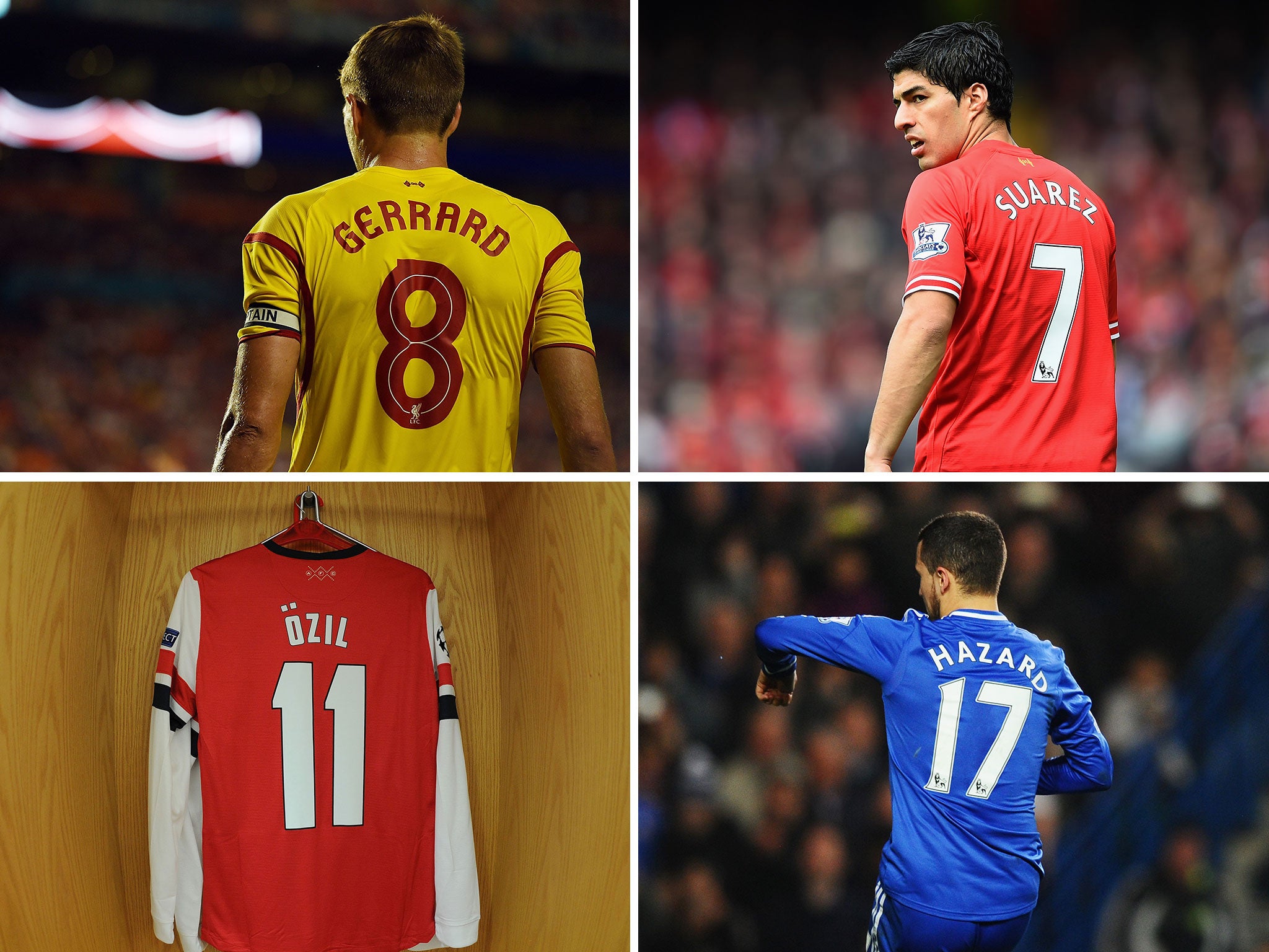 Steven Gerrard, Luis Suarez, Mesut Ozil and Eden Hazard are among the Premier League's best sellers