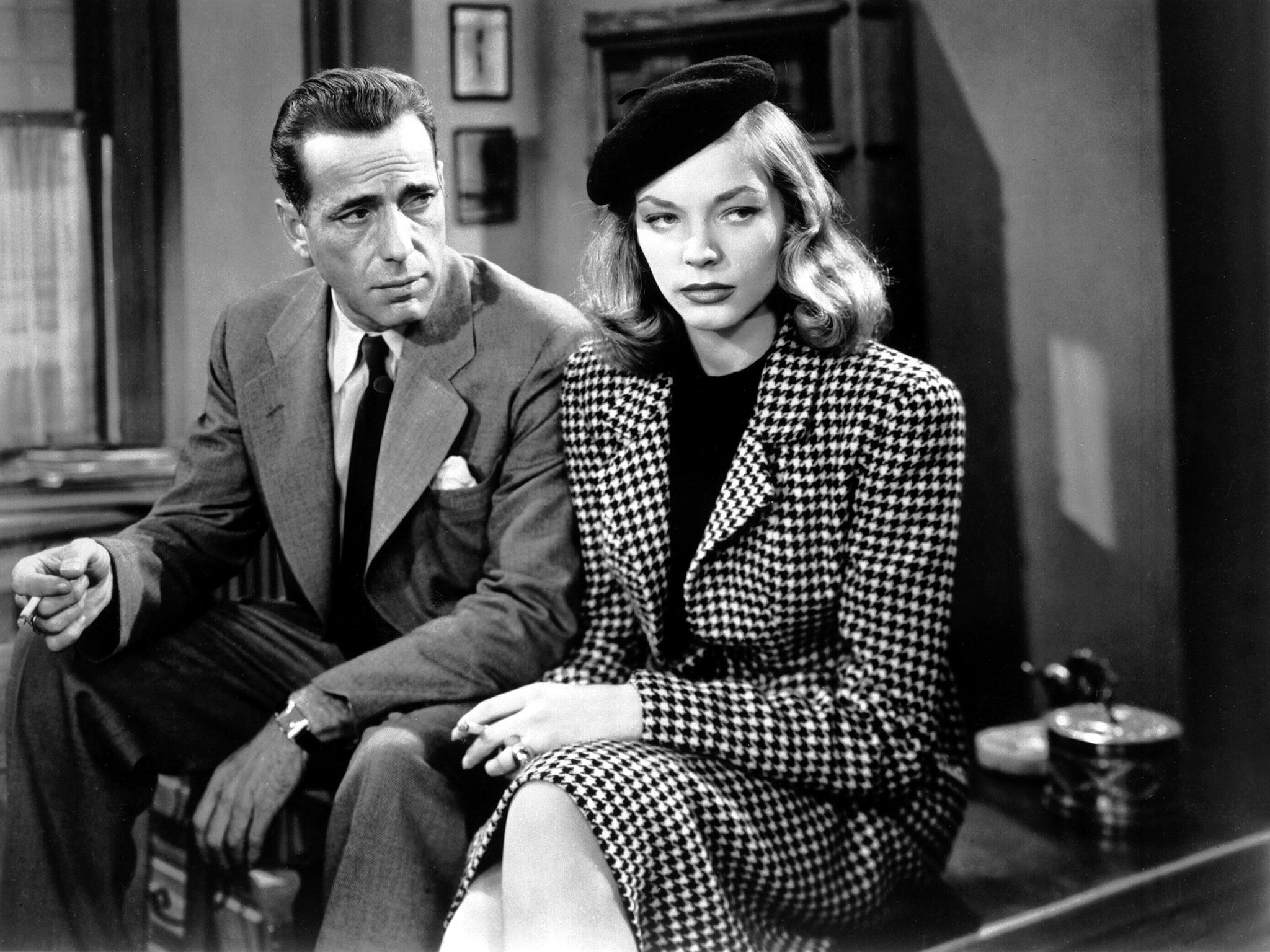 Humphrey Bogart as Philip Marlowe and Lauren Bacall as Vivian Rutledge in 'The Big Sleep', 1946