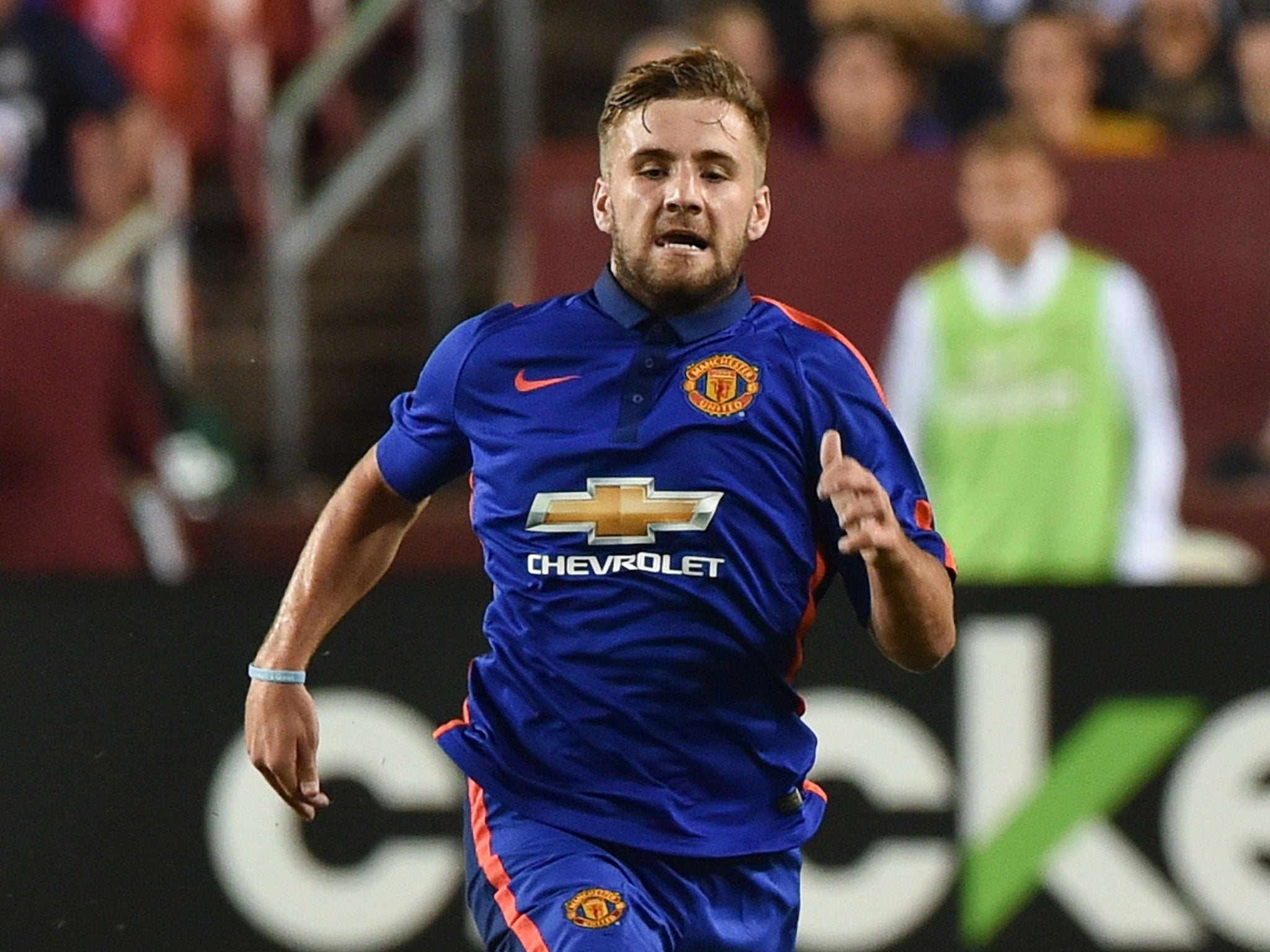 Luke Shaw in action during Manchester United's pre-season