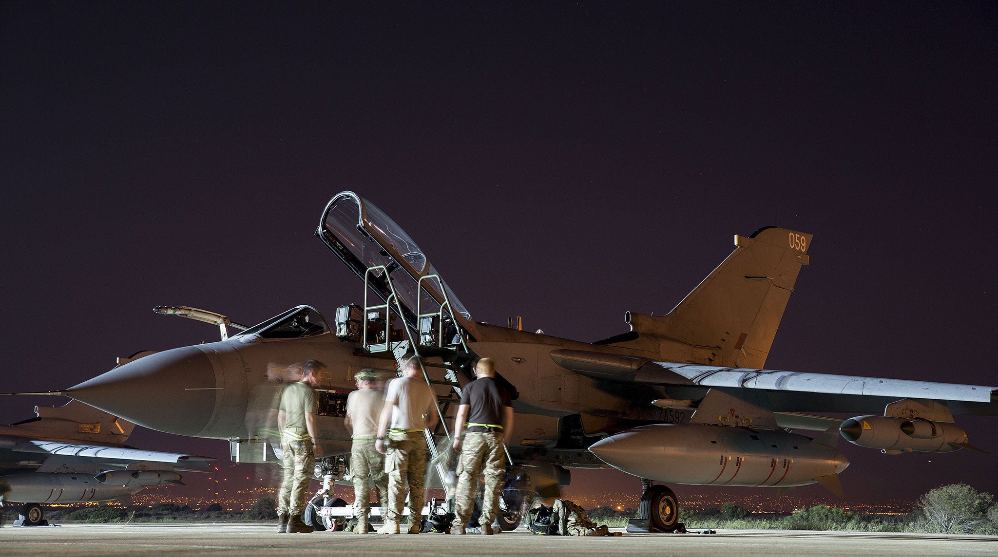 Tornado fighters at RAF Akrotiri, Cyprus, yesterday ahead of providing support for aid drops in Iraq