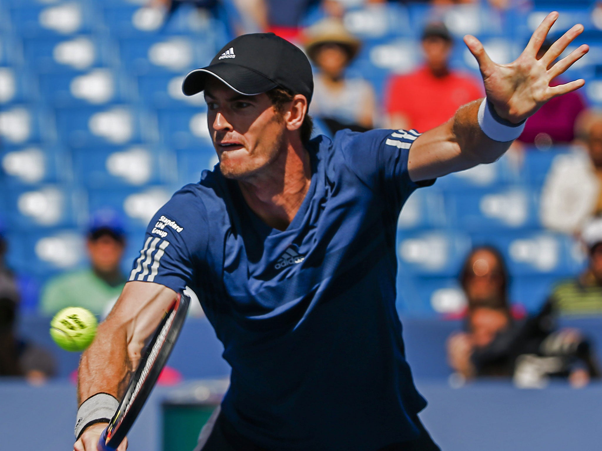 Andy Murray hits a backhand on his way to victory over
Joao Sousa