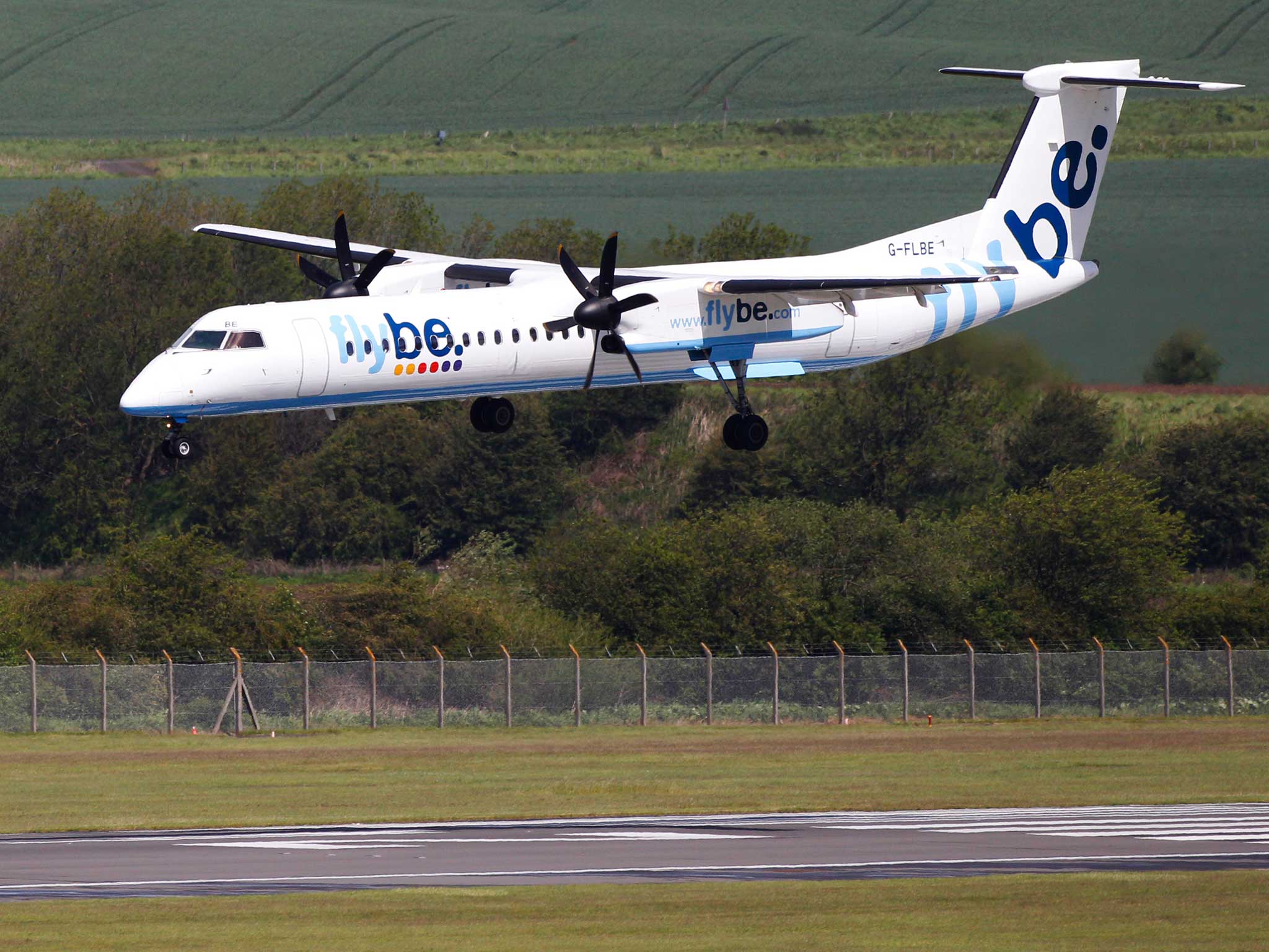 A different Flybe plane is brought down to land