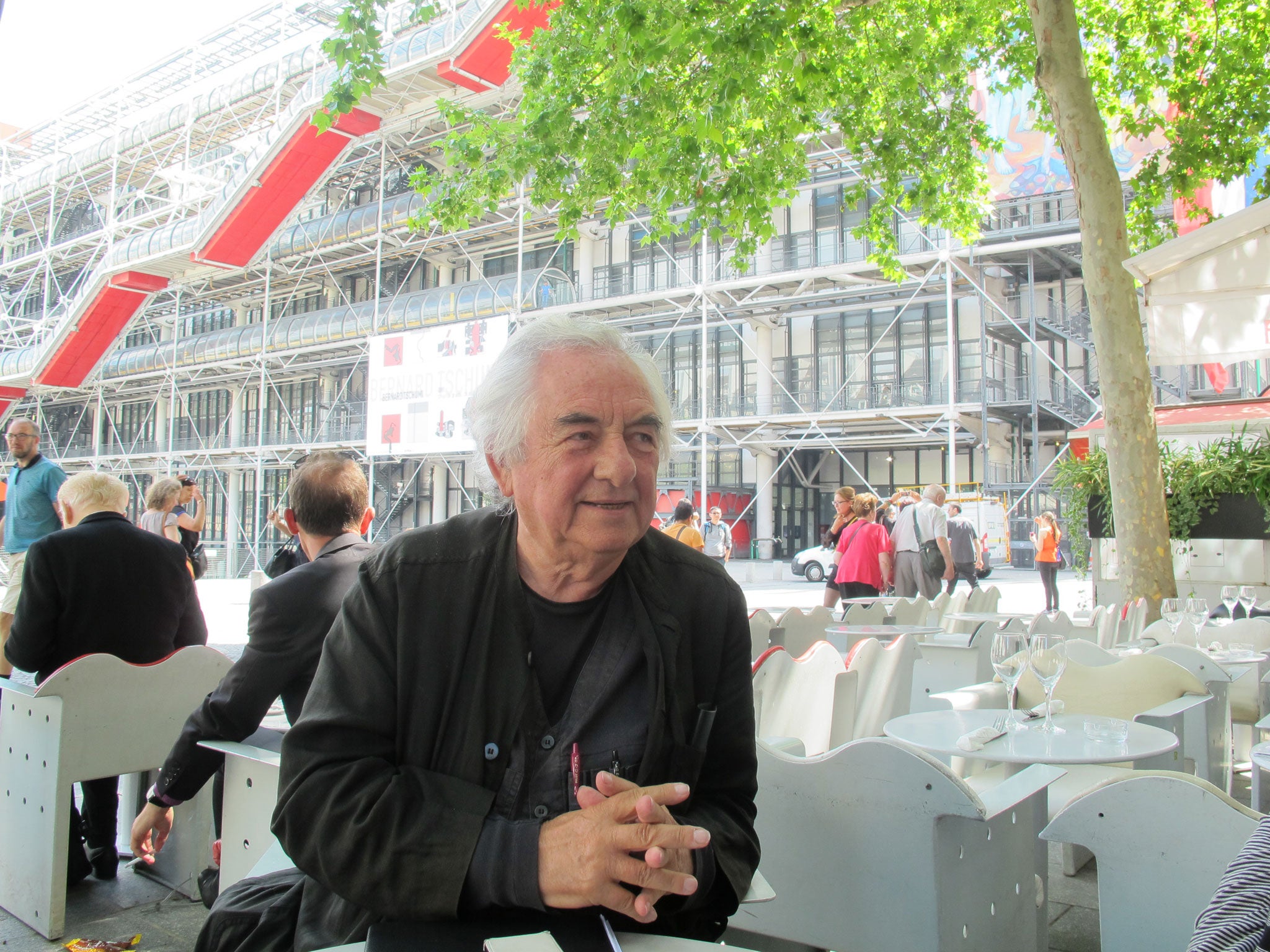 His studio is the world: Daniel Buren outside the Pompidou Centre in Paris
