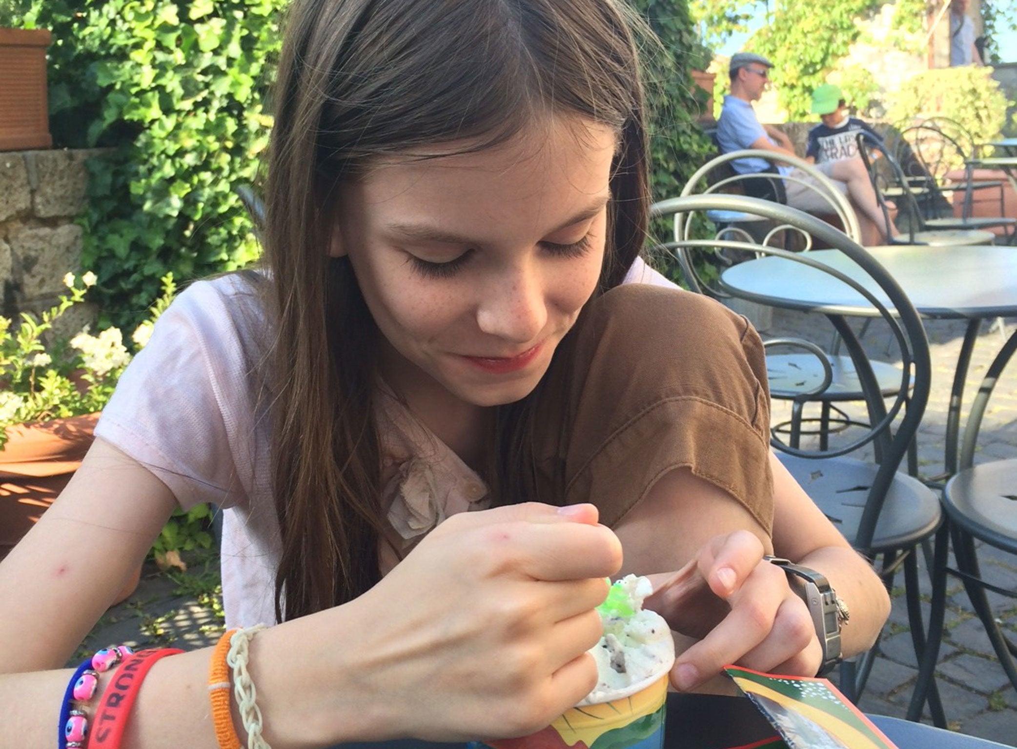 No gluten? No problem: Matt Learmonth’s 11-year-old daughter tucks into gelato in Italy