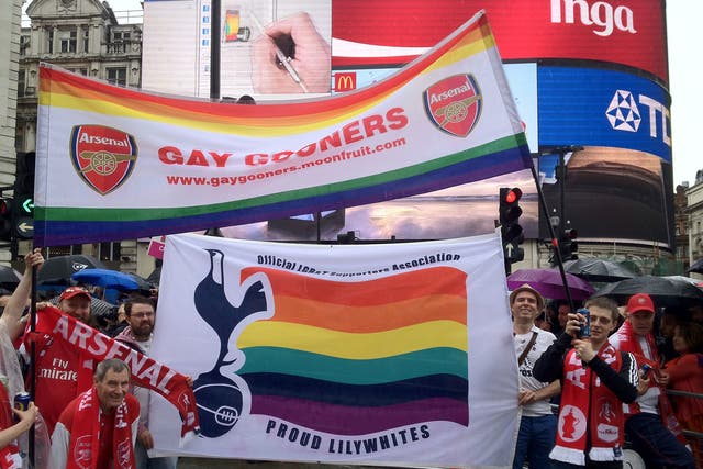 You'll never walk alone: LGBT football fans show their colours during London Pride this year
