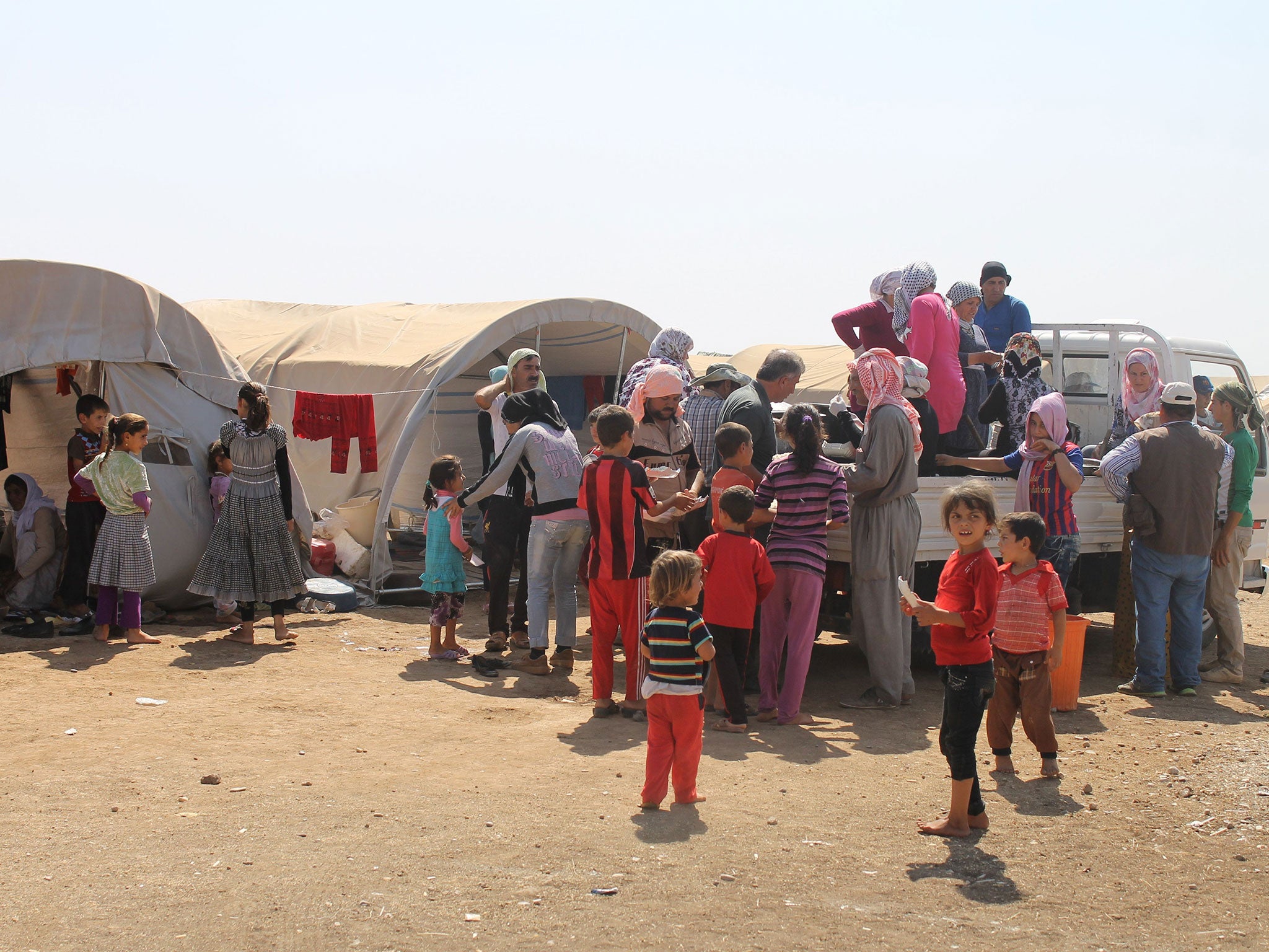 Iraqi Yazidi refugees at Newroz camp in Al-Hassakah province, north eastern Syria