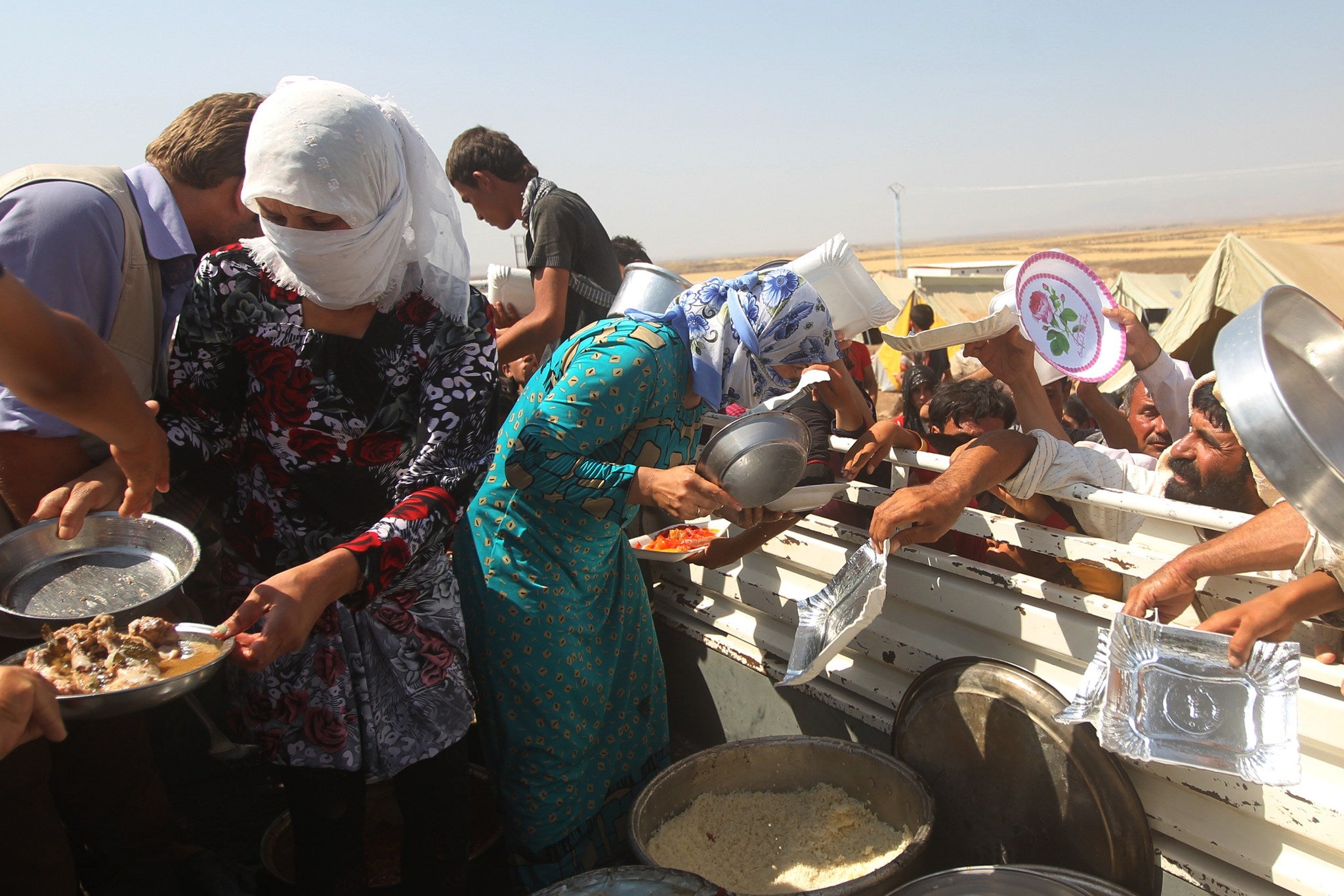 Britain is sending further aid to Iraqi Yazidi refugees, seen here at the Newroz camp in Hasaka province, north eastern Syria