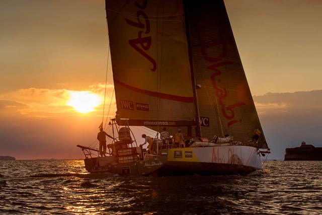 A sunset shot of the late finish to the Sevenstar Round Britain and Ireland 