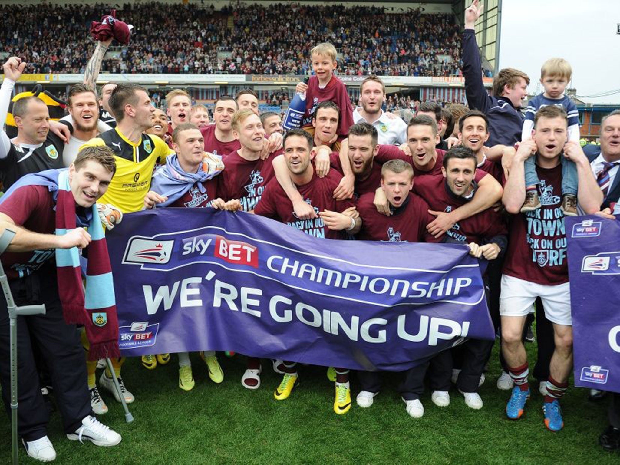 Premier pointer: Burnley’s players celebrate promotion