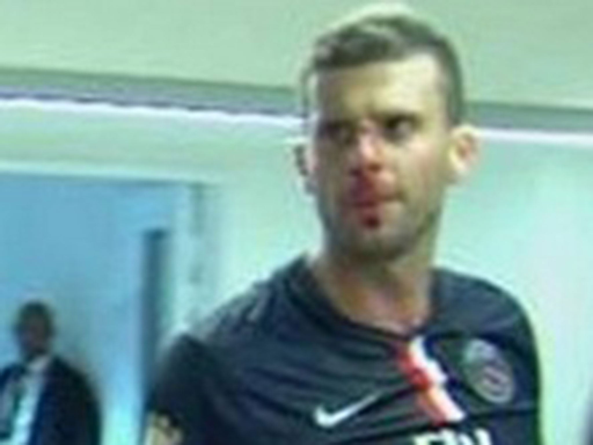 Thiago Motta pictured after he was attacked in the tunnel