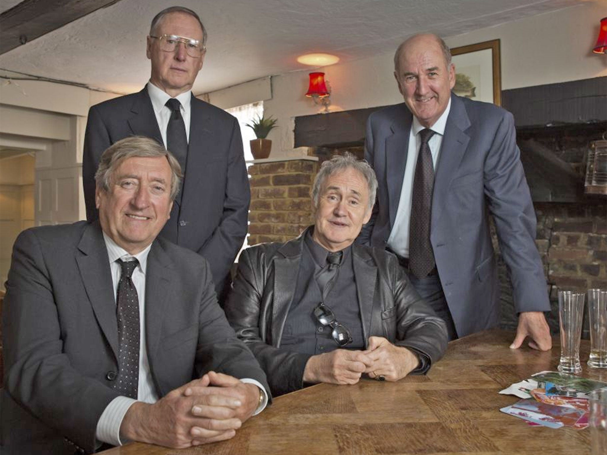 Men in black: Philip Jackson, James Smith, Nigel Planer and Russ Abbot in ‘Boomers’
