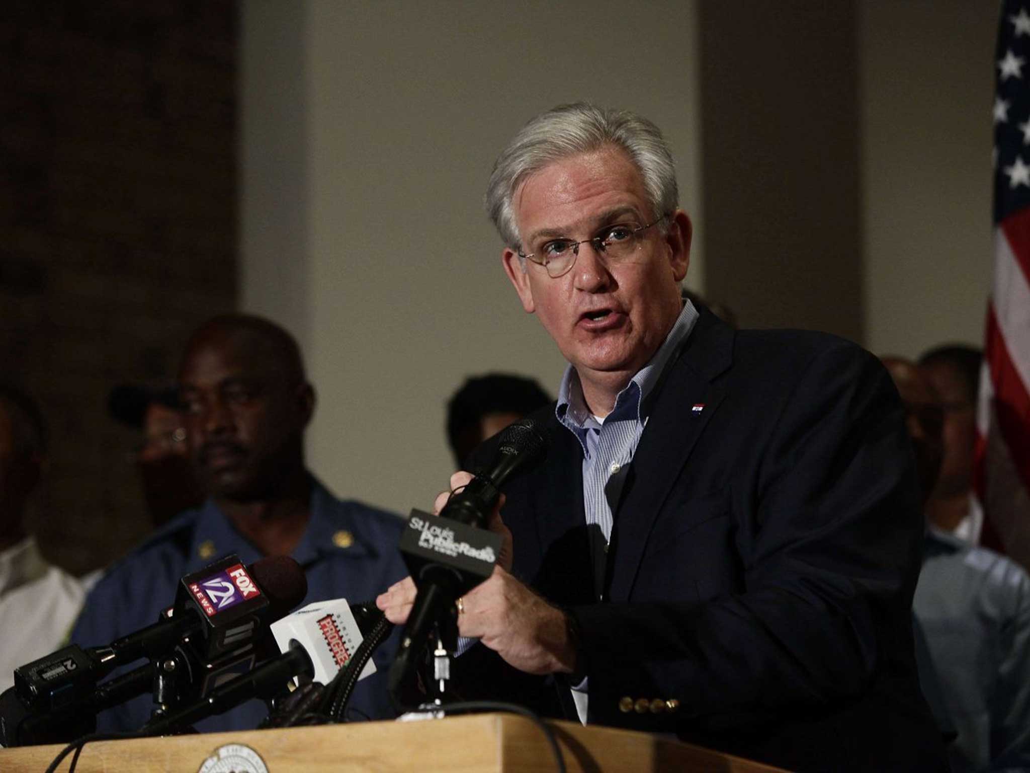 Missouri Governor Jay Nixon holds a news conference on the shooting