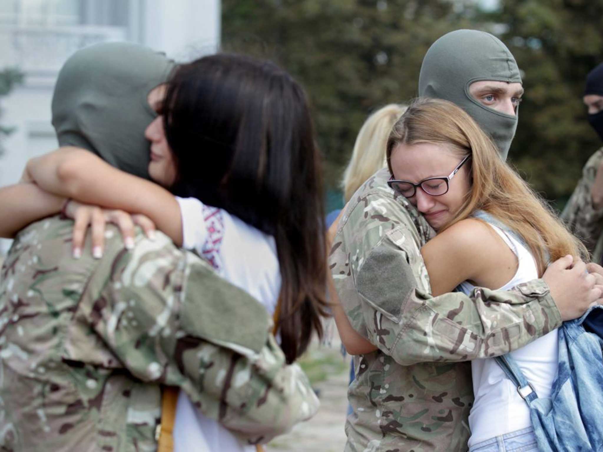 A tearful farewell for soldiers
