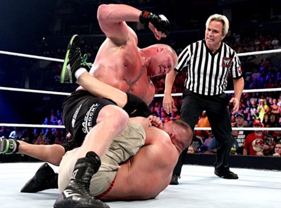 Brock Lesnar beats down John Cena in the main event at SummerSlam