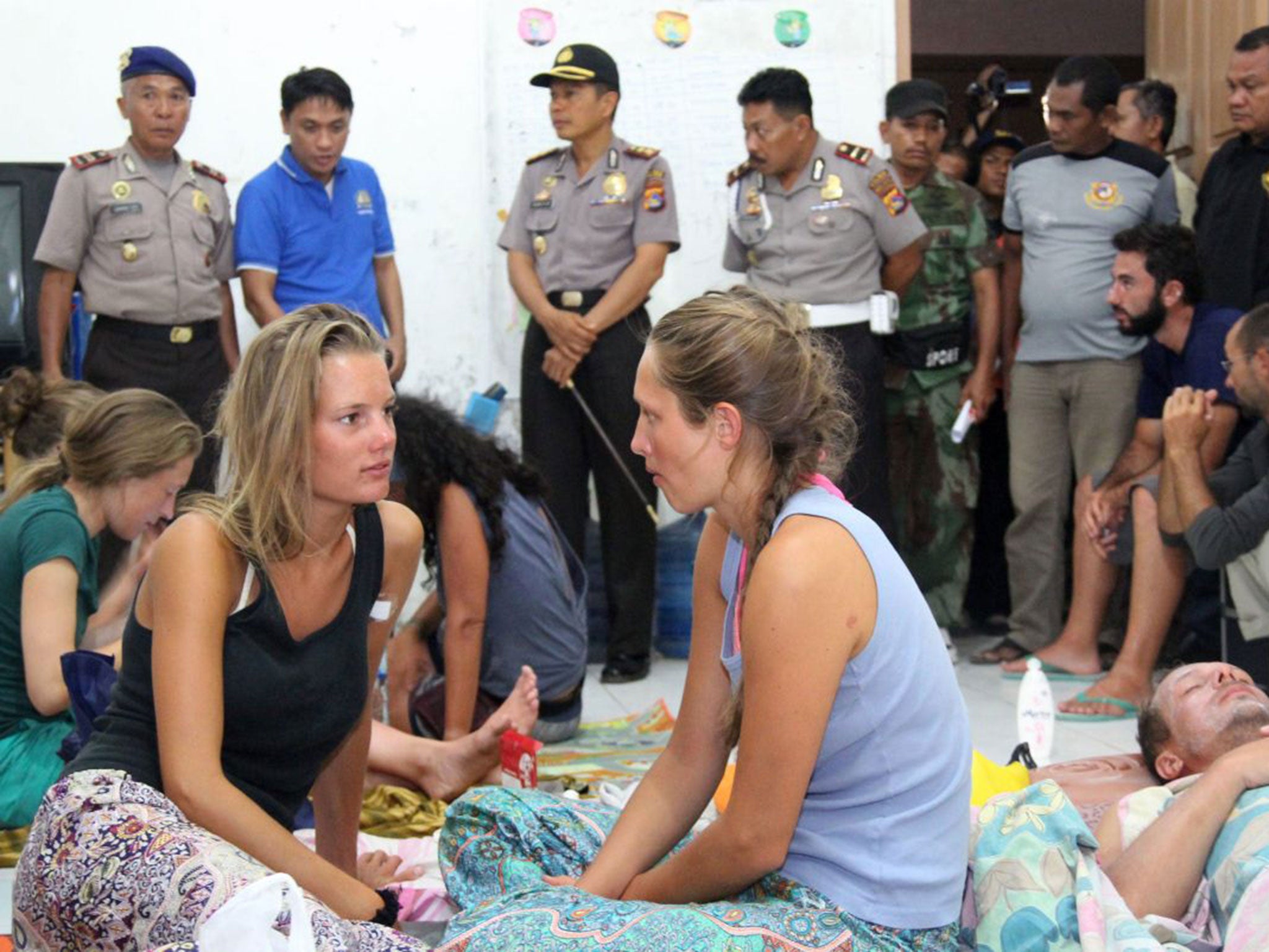 Survivors of the sunken tourist boat recuperate in the town of Bima
