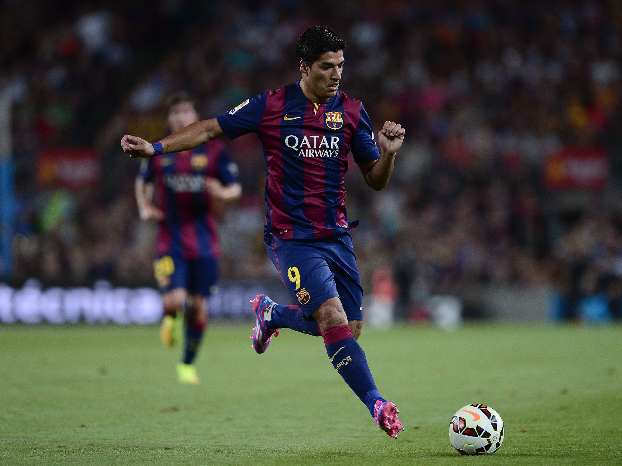 Luis Suarez made his Barcelona debut in a 6-0 pre-season friendly win at the Nou Camp