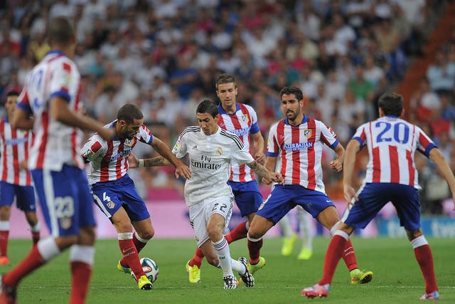 Angel Di Maria in action in the Spanish Super Cup for Real Madrid