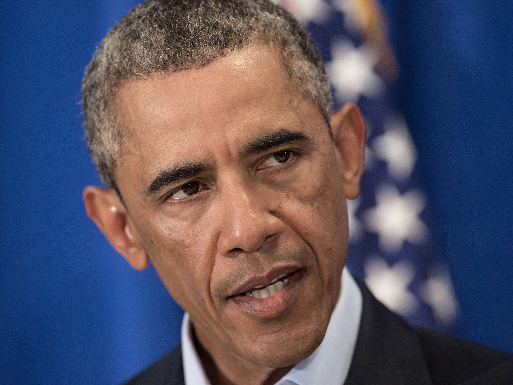 President Barack Obama makes his statement to the press
