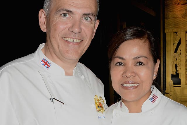 Mark Flanagan, chef to the Queen, with Cristeta Comerford, chef for President Obama