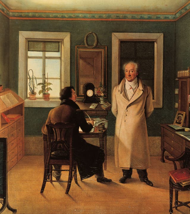 Unenlightened? Johann Joseph Schmeller's 1831 painting of Goethe in his study in Weimar, dictating to his scribe