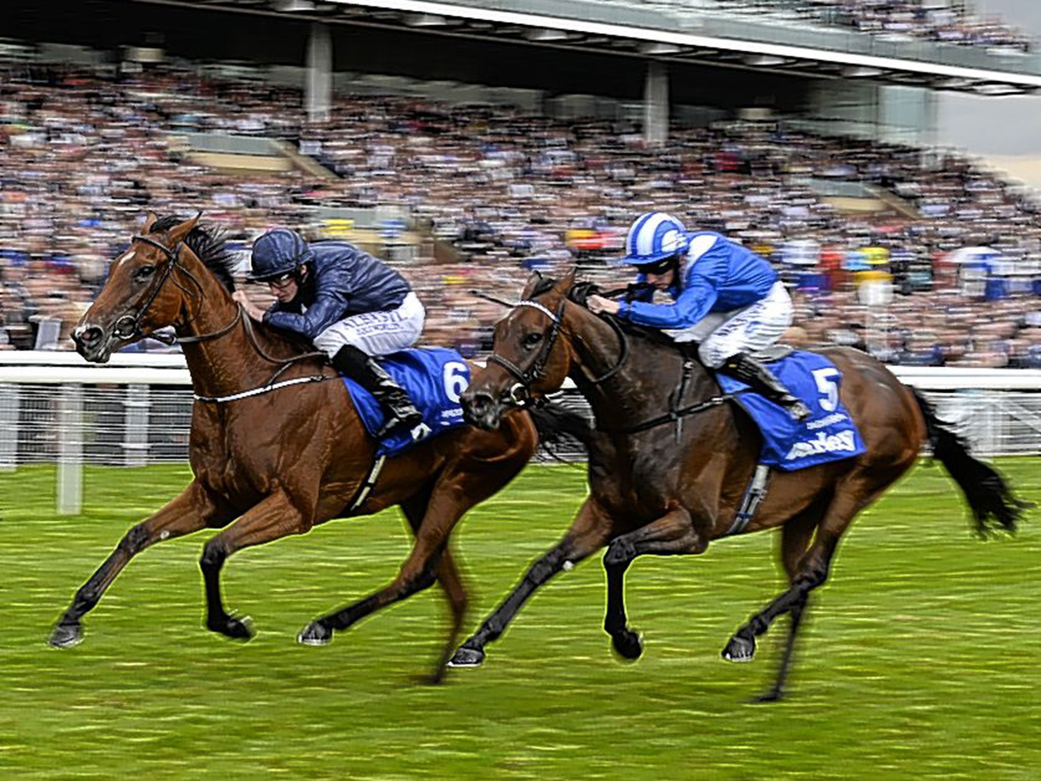 Taghrooda (right) has no answer to the late challenge of Tapestry in the Yorkshire Oaks