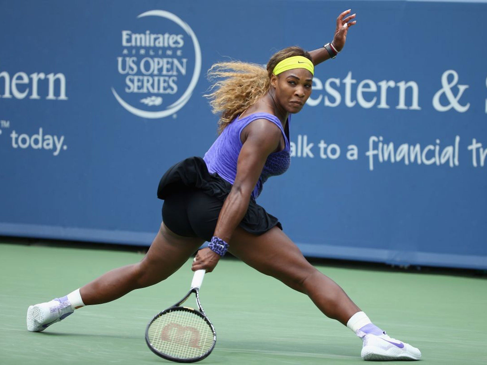 Serena Williams on her way to victory over Ana Ivanovic in the final of the Western & Southern Open in Cincinnati at the weekend
