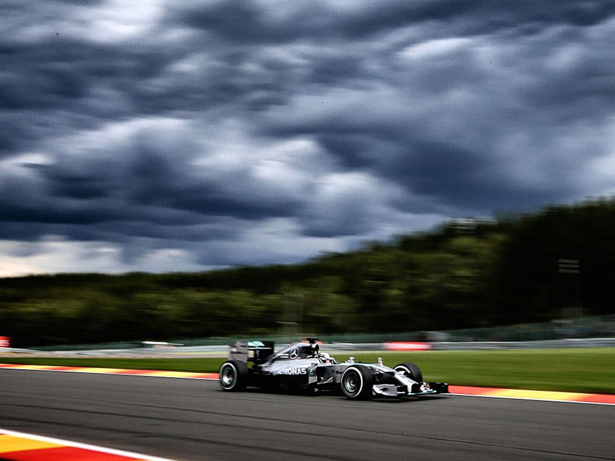 Mercedes’ Lewis Hamilton sets the pace in practice in Belgium as he eyes success on Sunday