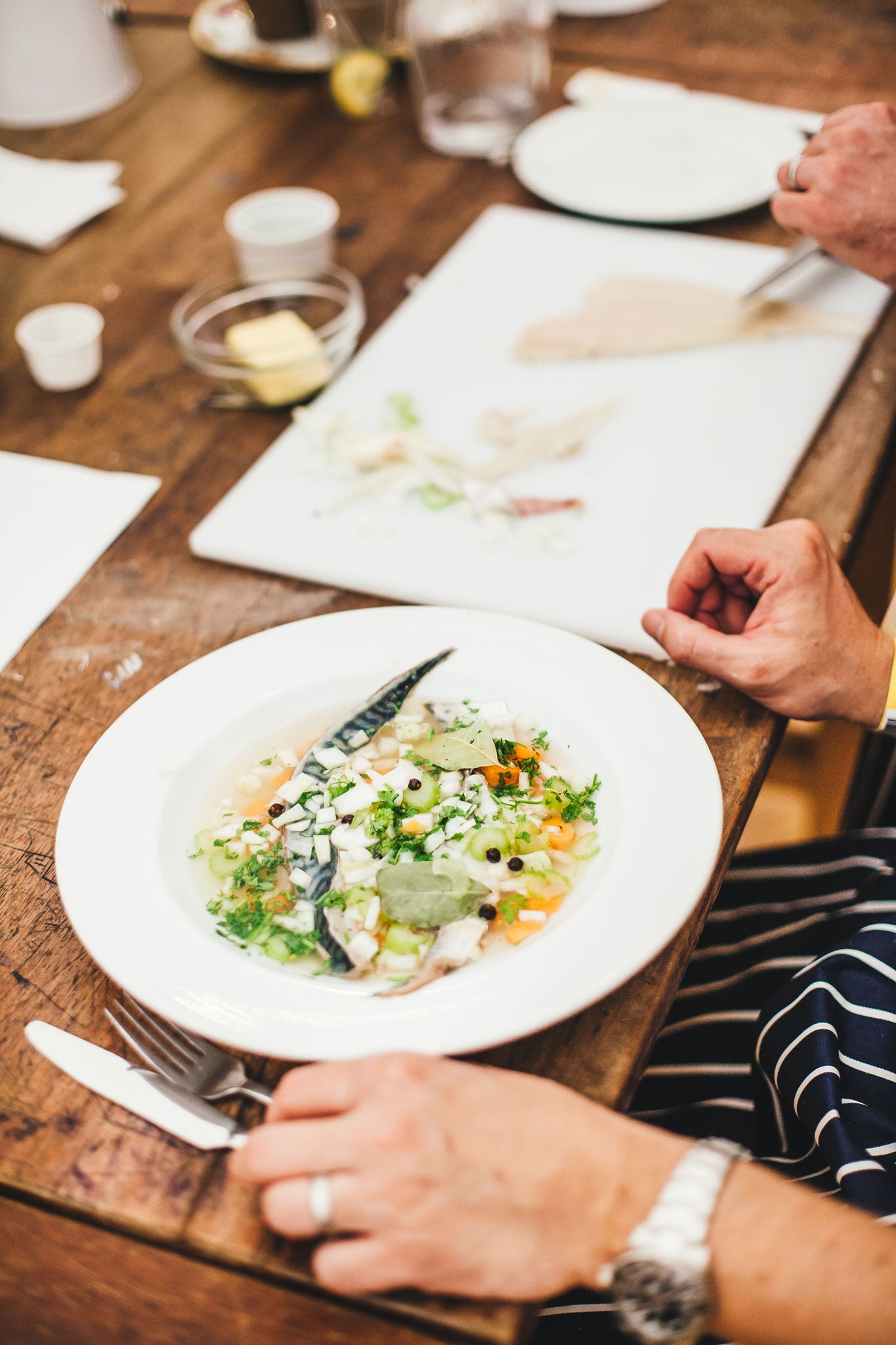 A mackerel dish at a sit-down dining experience at Wilderness festival