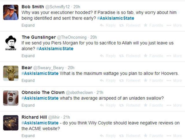 Twitter users have taken to the social media site using the hashtag #AskIslamicState to poke fun at the terrorist organisation