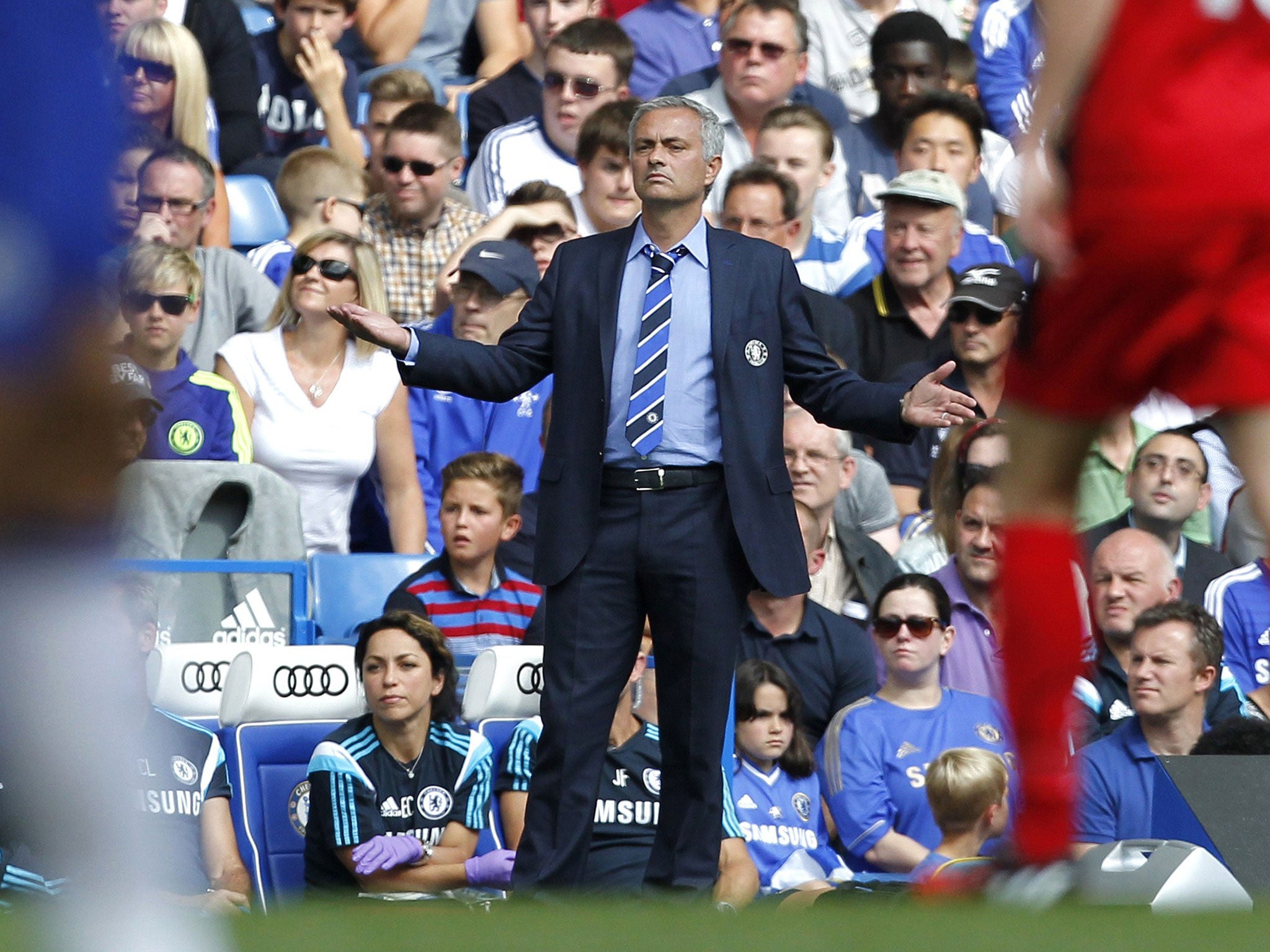 Chelsea manager Jose Mourinho was not impressed with his team's first-half performance