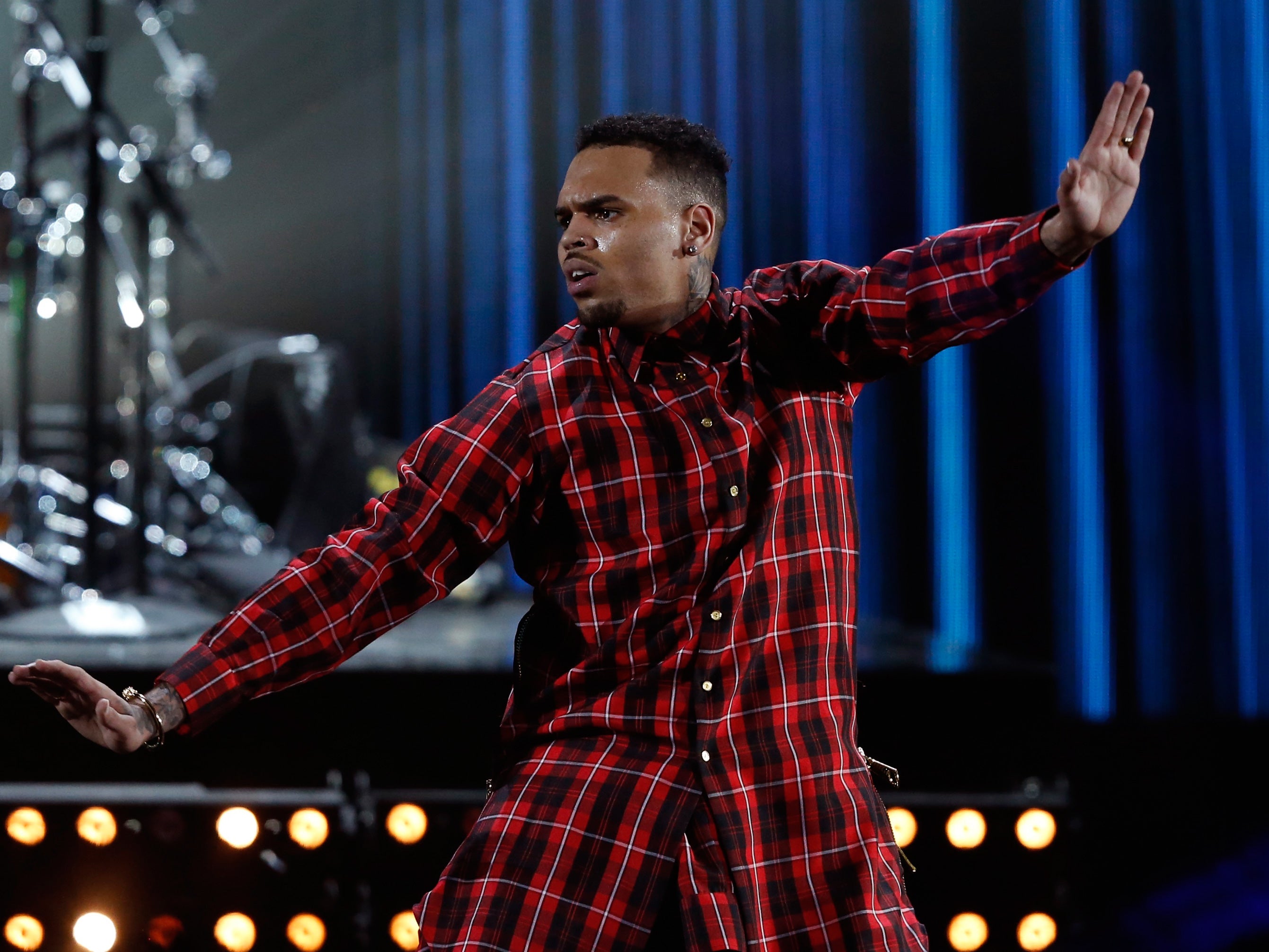 Chris Brown performing at the 2014 BET Awards in June