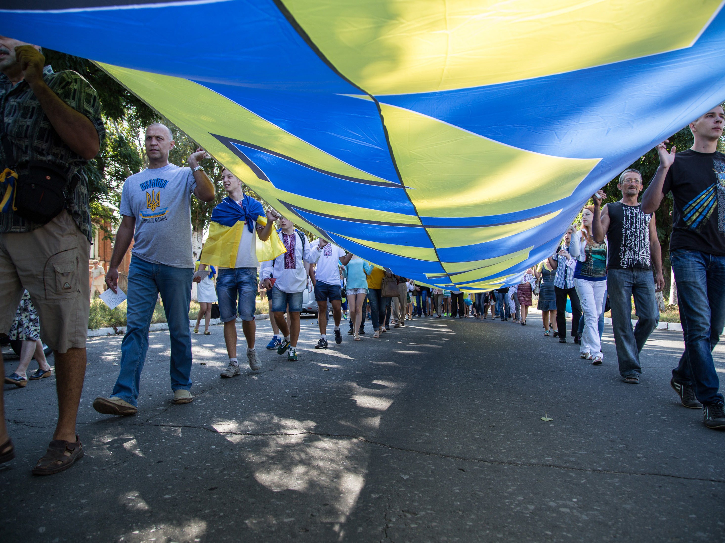 Demonstrations took place across the country to mark Ukraine's independence day. Source: Getty Images