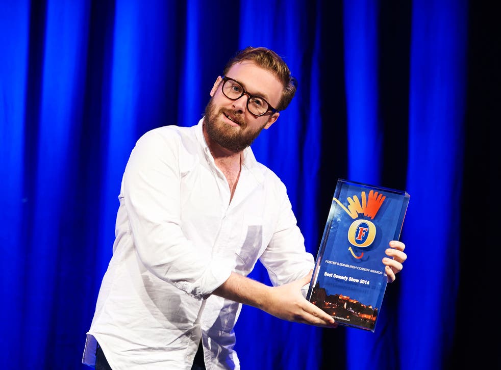 John Kearns celebrates winning the Foster’s Edinburgh Comedy Award