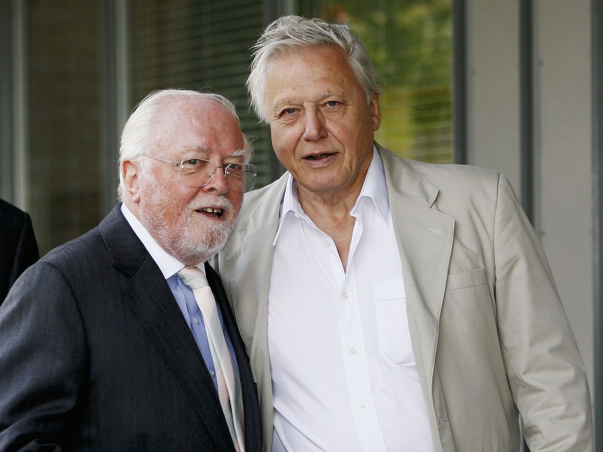 Lord Richard Attenborough, left, and his brother Sir David Attenborough