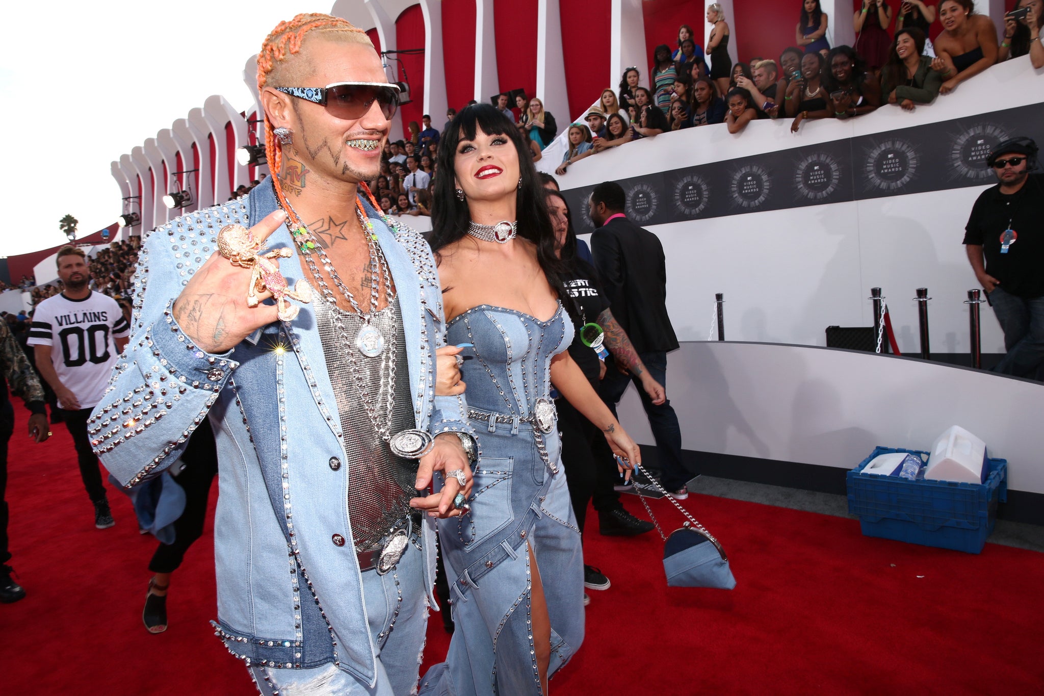 Katy Perry and Riff Raff wear double denim