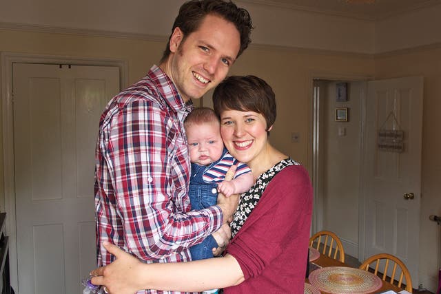Jessica Pidsley, Matthew Bannister and their son Albert Bannister at their home in Norwich.
Jessica Pidsley suffered severe postnatal psychosis shortly after the birth of her son and had to be hospitalised