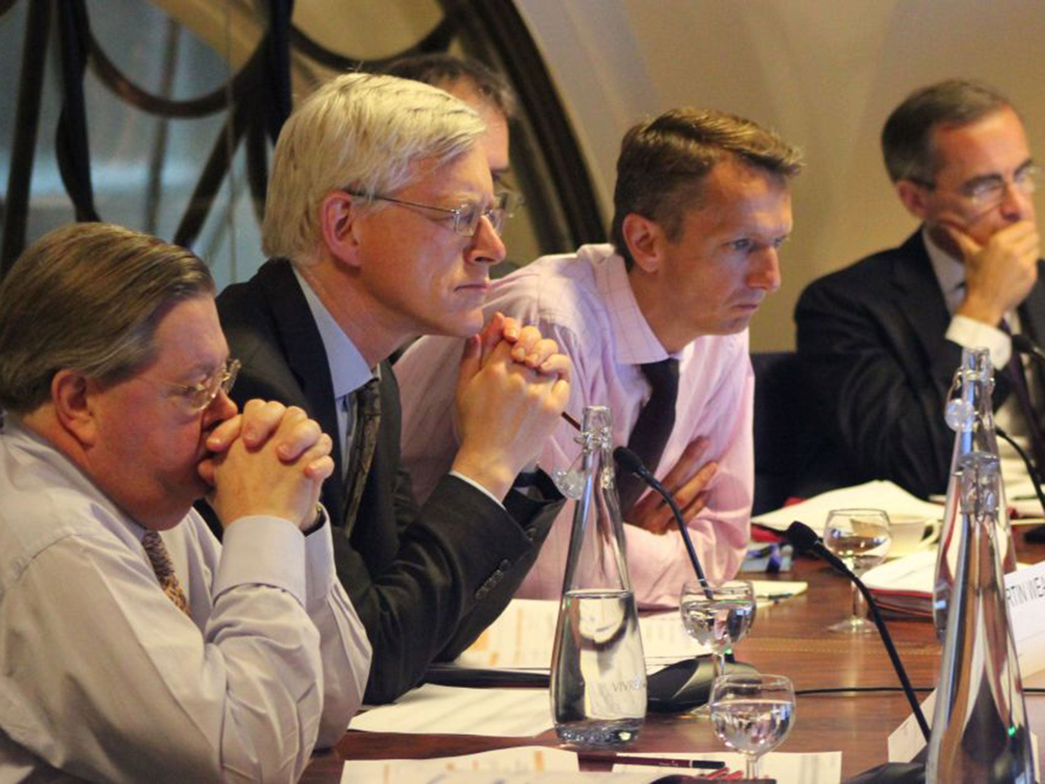 Ian McCafferty, left, and Martin Weale, second left, are the ‘irrelevant minority’ of the Bank of England’s Monetary Policy Committee