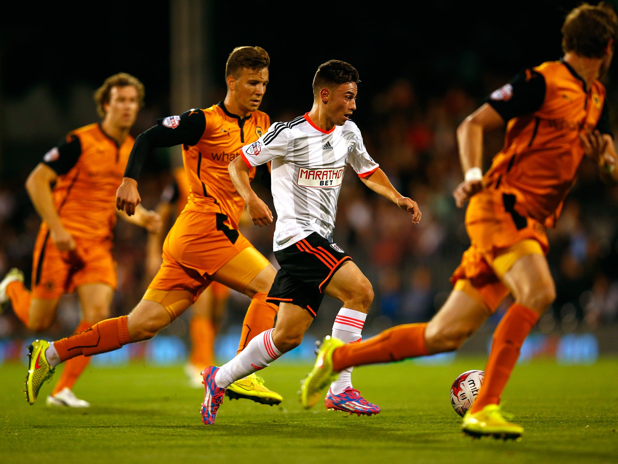 Fulham youngster Patrick Roberts in action against Wolves