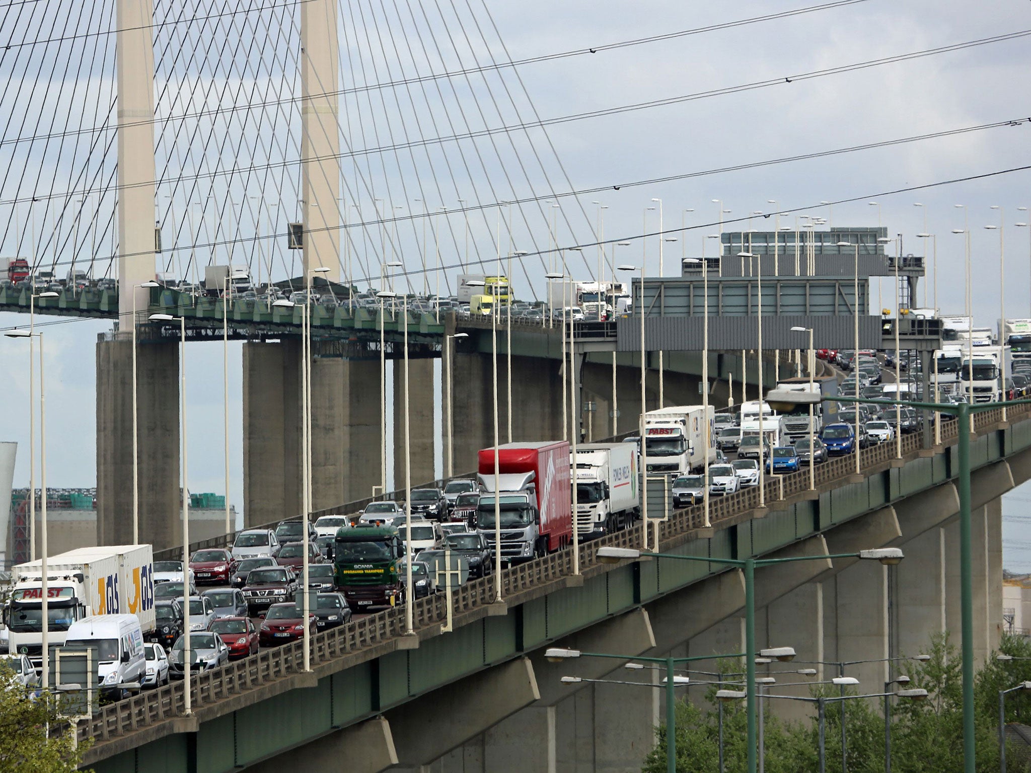 Heavy traffic on the M25 near the Dartford Crossing on Good Friday today
