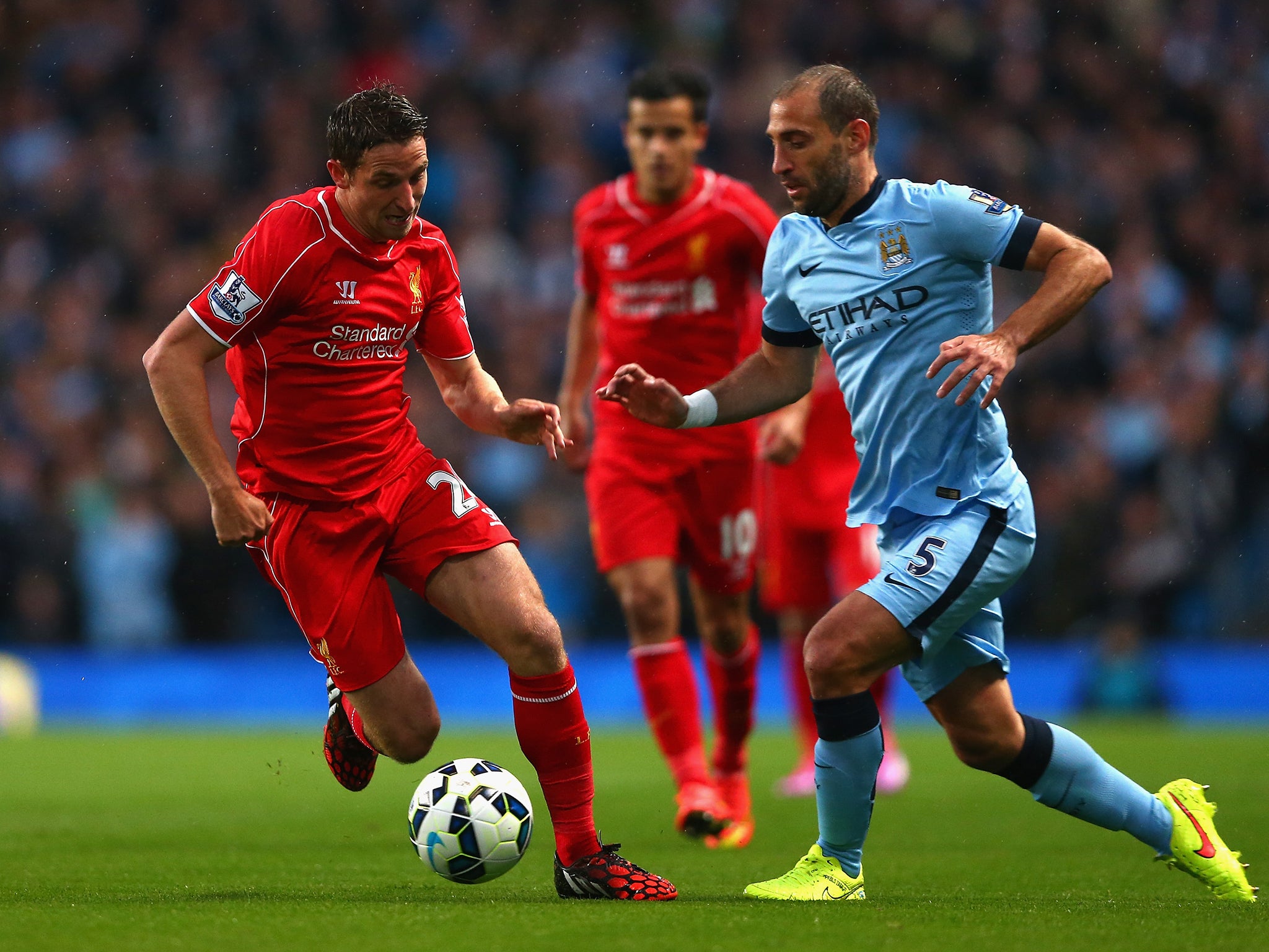 Zabaleta in action against Liverpool on Monday night