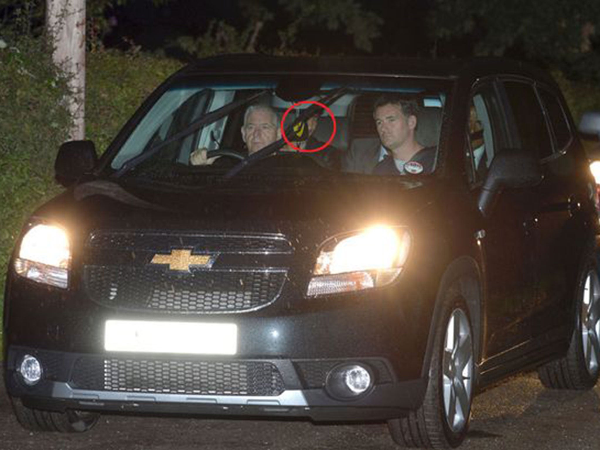 Angel Di Maria arrives at Manchester United's Carrington training ground on Monday night