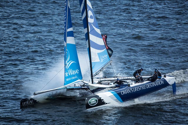 Leigh McMillan skipper of The Wave, Muscat, and a crew which includes double gold Olympic medallist Sarah Ayton had to fight all the way to win the Extreme Sailing Series 