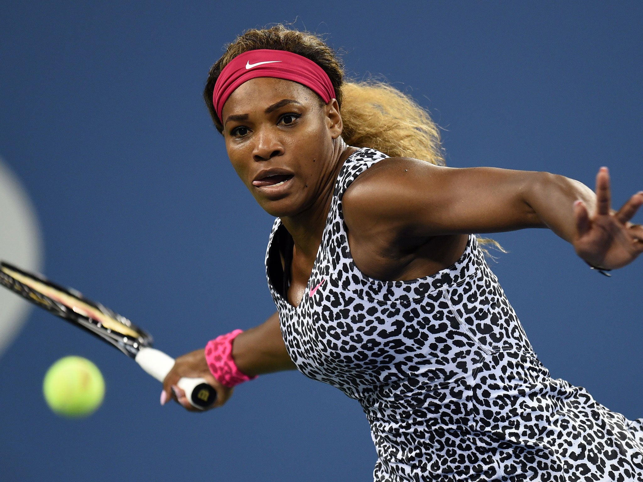 Serena Williams plays a shot during her victory over Taylor Townsend