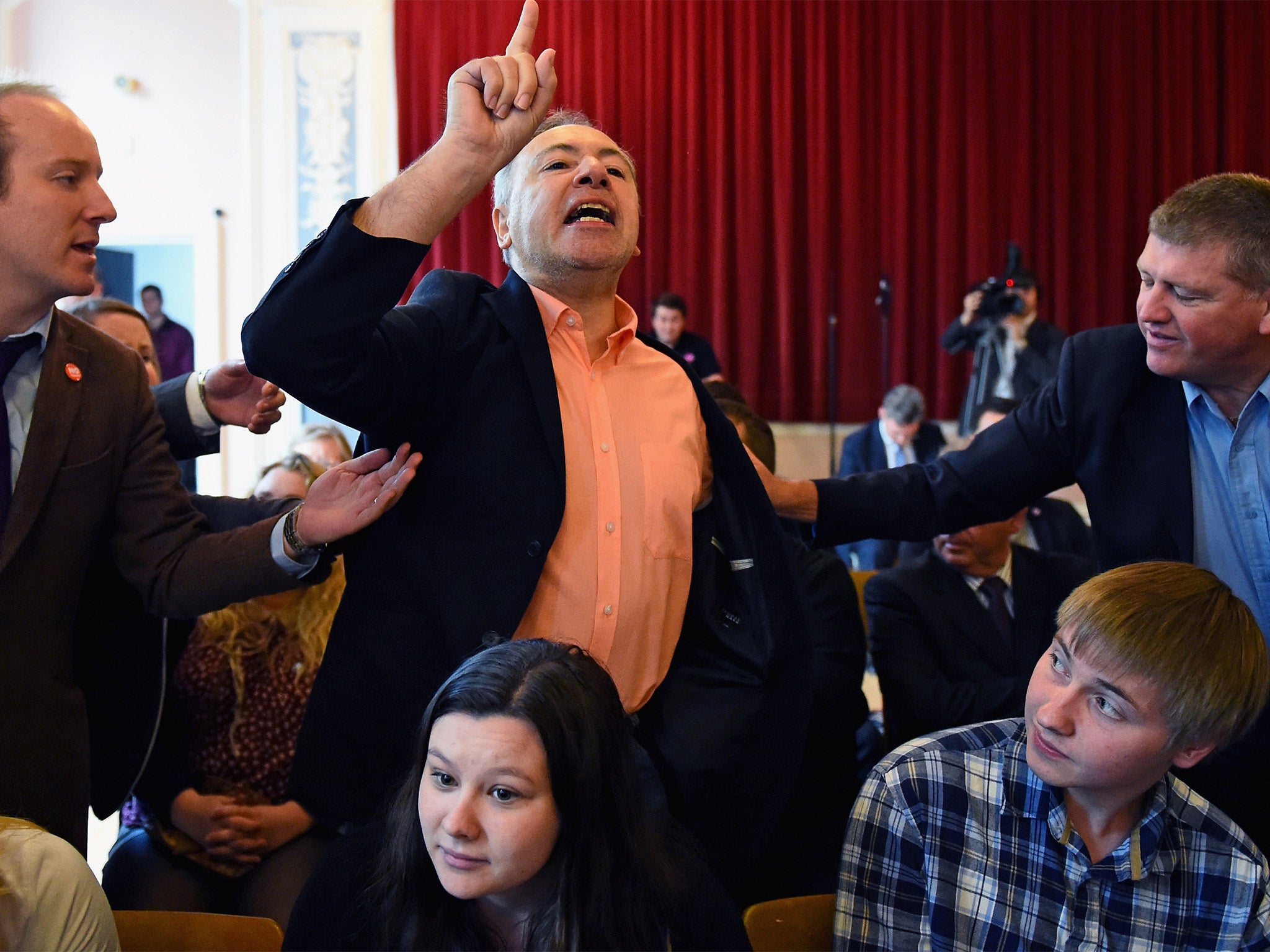 A man heckles Gordon Brown in Dundee (Getty)